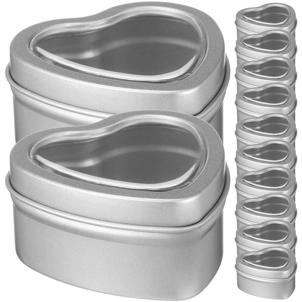 12 Stuks Zilveren Hartvormige Venstergeschenkblikken Blikken-image