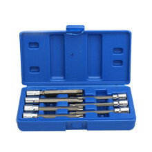 Socket Kit, Extra Long Torx Star Bit Socket Set 7-Piece Cr-V Steel T25 T30 T40 T45 T50 T55 T60 3/8-Inch Drive 110mm Hexagonal