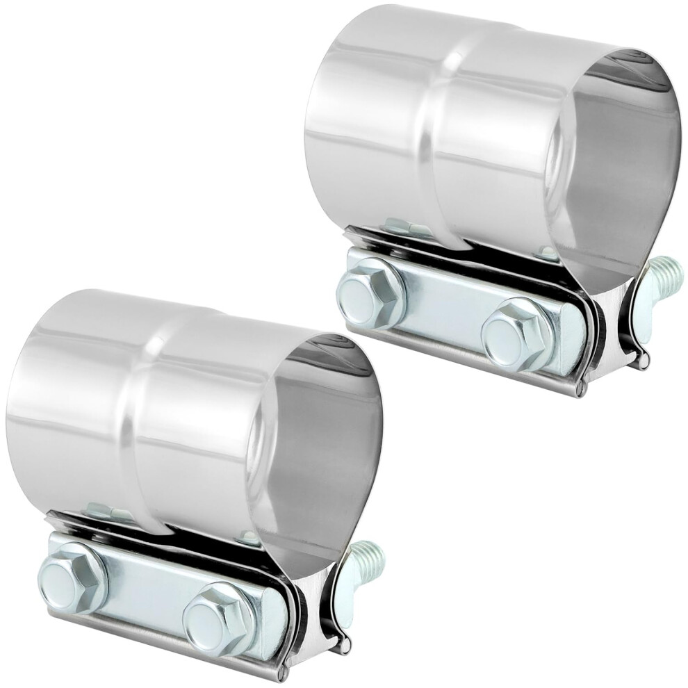 2.25" Lap Joint Exhaust Band Clamp - Preformed Stainless Steel Exhaust Clamps For Auto, 2 Pack, Durable And Rust-Resistant 6447073936340