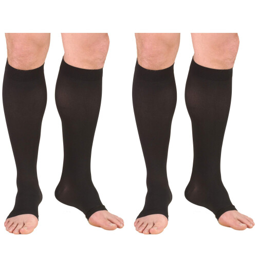 Compression Knee High Open Toe Stockings 15-20 mmHg Black Medium 2 Count Model 0875BL-M