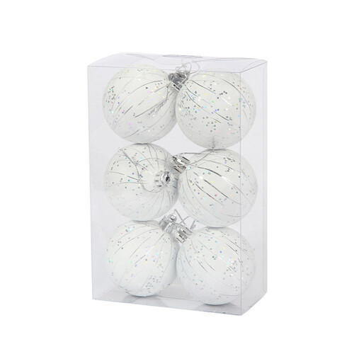 (White) 60mm Christmas Tree Bauble 6PC