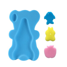 Infant Bath Sponge for Ages 1 to 3, Comfortable Blue Baby Bath Mat, Ice Skate Design, Newborn Bath Pillow