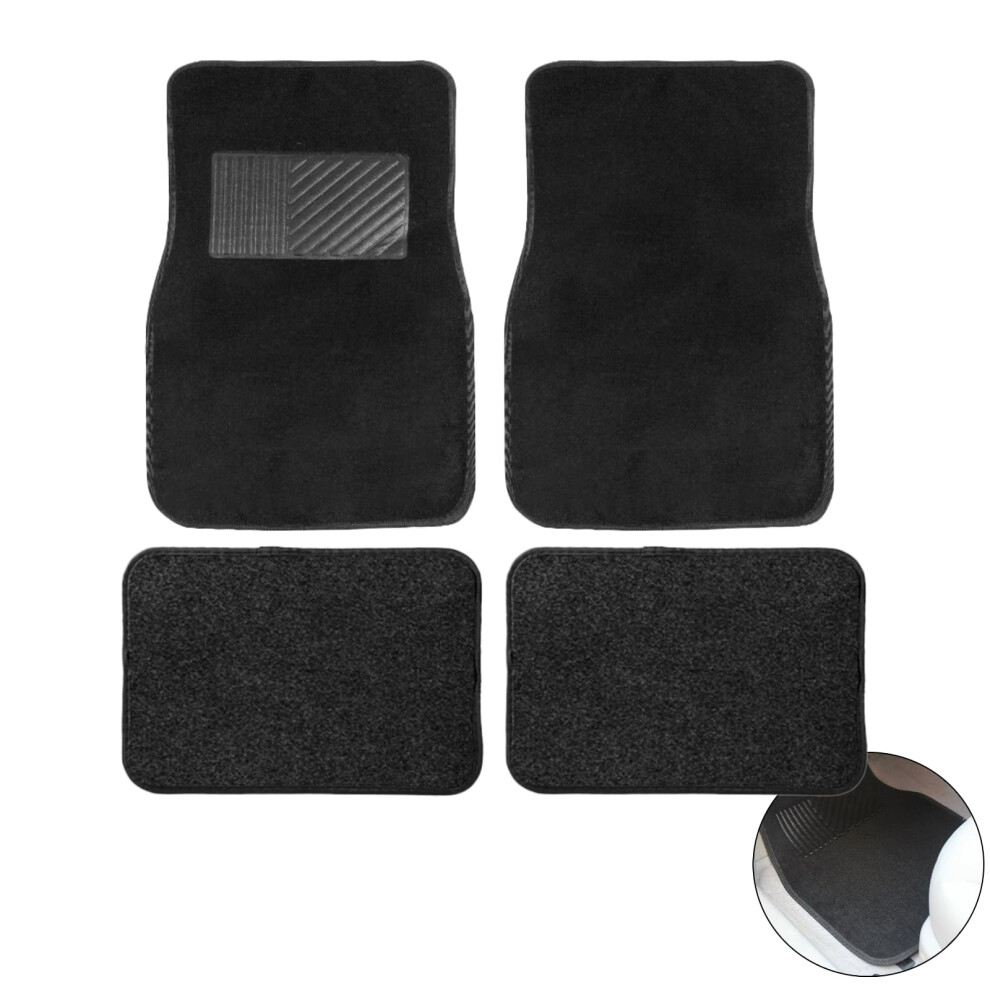 Car Floor Mats 4 Piece Heavy Duty Carpet Mats With Driver Heel Pad All Weather Non-Slip Pvc For Suv Vans Sedans Trucks Black 6038364563781