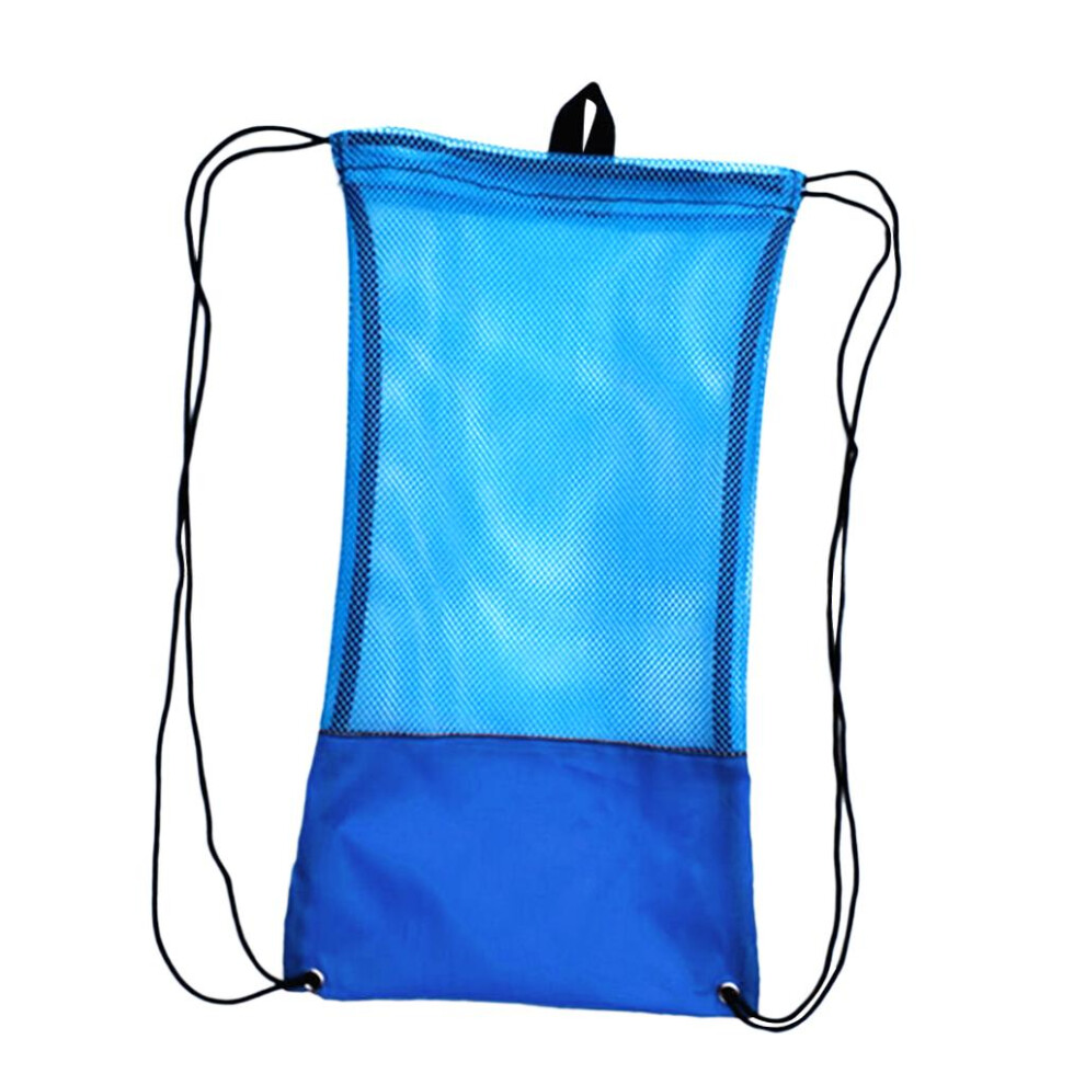 Mesh Drawstring Bag for Scuba Diving Snorkel Goggles Mask M Blue