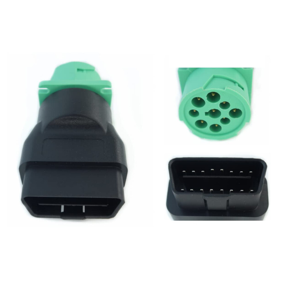 16pin OBDII OBD2 Male to J1939 Female Adapter Type 2 Green 9pin for Volvo Mack Heavy-Duty Truck Diagnostics-image-OPC-PJXR7WP-NEW