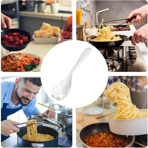 Kitchen Pasta Spoon - Heat Resistant Pasta Server Fork with Long Handle for Home and Restaurant Use 2