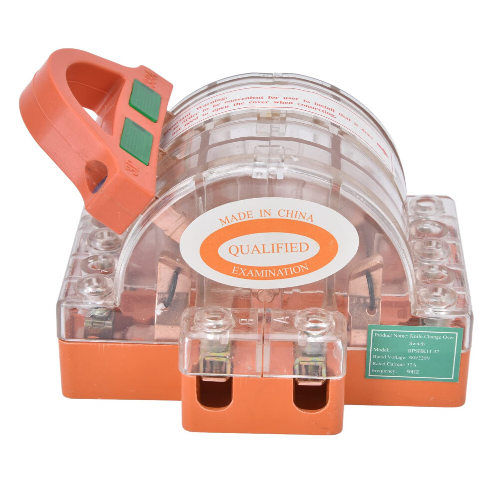 Ac380v Safety Disconnect Switch 3 Pole Double Throw 32A Fail Safe Circuit Breaker With Transparent Shell And Led Light 6947110438900