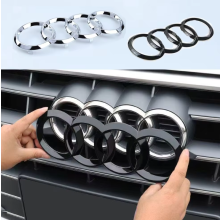 () Audi 4Ring ABS Car Hood Front Bonnet Grill Rear Trunk Emblem Black/Silver Logo Badge Sticker For A3 A4 A5 A6 A7 Q2 Q3 Q5 Q8 TT