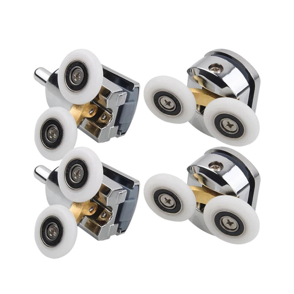Door Roller Guide Wheel Set, 4Pcs 23Mm/25Mm Replacement Runners For Twin Shower Glass Doors, Top Bottom Sliding Pulley 6447073939532