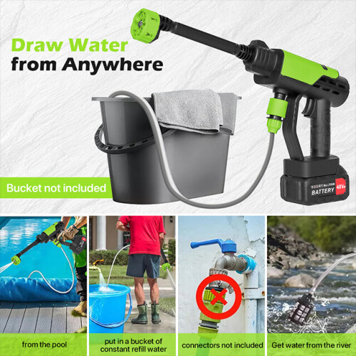 4000W Electric Pressure Washer Power Jet Washer 3626PSI Car Cleaner Gun+2Battery