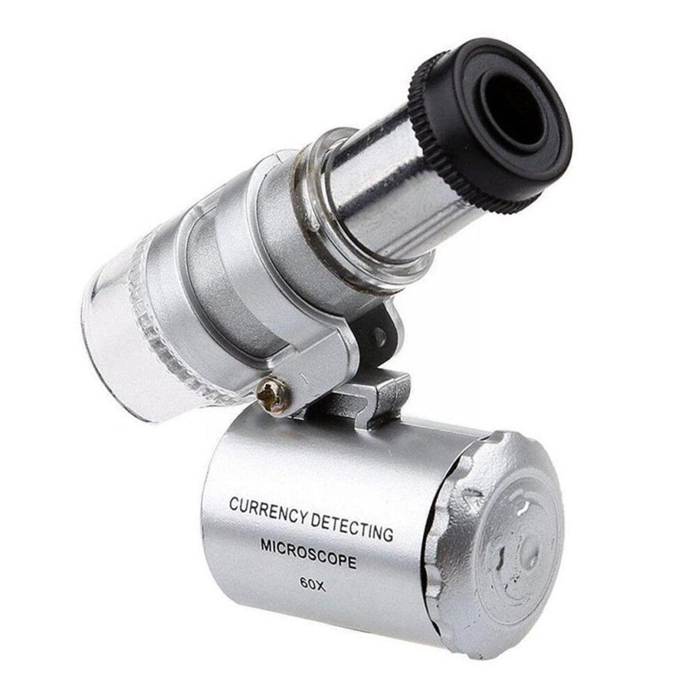 60X Mini Microscope with LED Light, Glass Lens Jewelry Loupe Magnifier, Portable for Detailed Observation