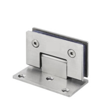 Stainless Steel Frameless Glass Door Hinge 90 Degrees, Nickel Brush Finish, Bathroom Glass Clip, SS-90-1 Model