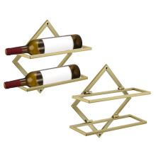 2 Set Wall Mounted Wine Rack, Retro Wine Bottle Rack for 4 Bottles, Floating Bar Unit for Kitchen and Living Room