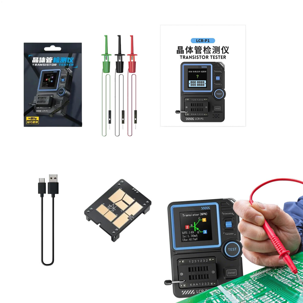 Transistor Tester Component Tester With Color Display Diode Resistance Capacitance Mos-Scr Automatic Test Detector 6947110440668