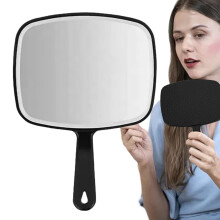 Salon Hand Mirror with Handle - Black Square Makeup Mirror for Hairdressing, Personal Use, 10-Inch Size, Durable Design