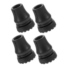 Trekking Pole Tips Replacement - Pack of 4 Black Rubber Walking Stick Accessories for Hiking Poles and Sticks