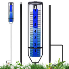 Frost Proof Rain Gauge 12 Inch Adjustable Height Garden Tool with Large Numbers and Stake for Outdoor Yard Use