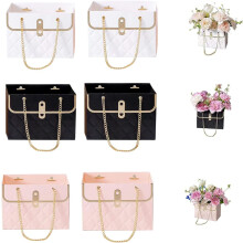 Flower Paper Gift Box Set of 6, Portable Bouquets Bags with Metal Chain, Floral Arrangement Wrapping Case, Decorative Cajas para Arreglos Florales