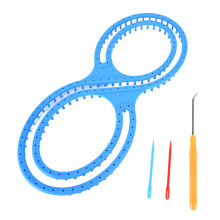 Knitting Loom, 8 Shape Blue Plastic Loom Kit with Crochet Hooks for Knitting Blankets, Socks, Scarves, and Hats