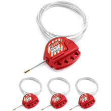 Lockout Tagout Cable Lock 4 Pack Adjustable Steel Vinyl Coated 3/16" Diameter 5.9' Length Red Safety Locks