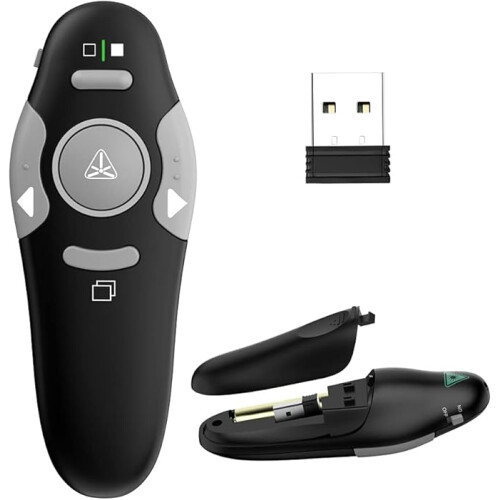 Qui Presentation Clicker Pointer, 328FT Wireless Presenter Remote PPT PowerPoint Clicker, 2.4GHz Presentation Pointer Slide Advancer for Mac, Laptop