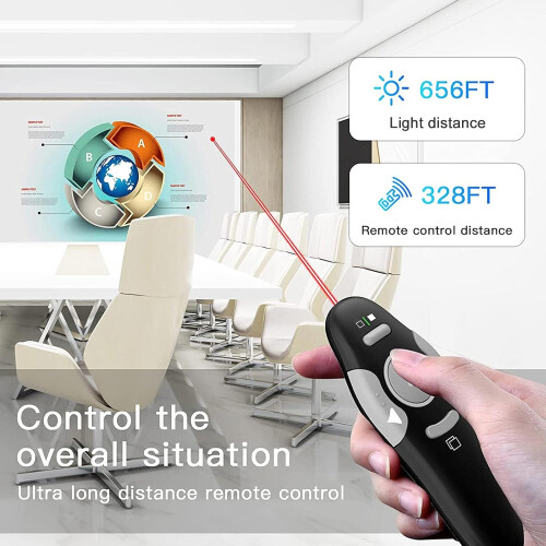 Qui Presentation Clicker Pointer, 328FT Wireless Presenter Remote PPT PowerPoint Clicker, 2.4GHz Presentation Pointer Slide Advancer for Mac, Laptop 2