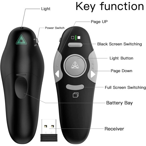 Qui Presentation Clicker Pointer, 328FT Wireless Presenter Remote PPT PowerPoint Clicker, 2.4GHz Presentation Pointer Slide Advancer for Mac, Laptop 1