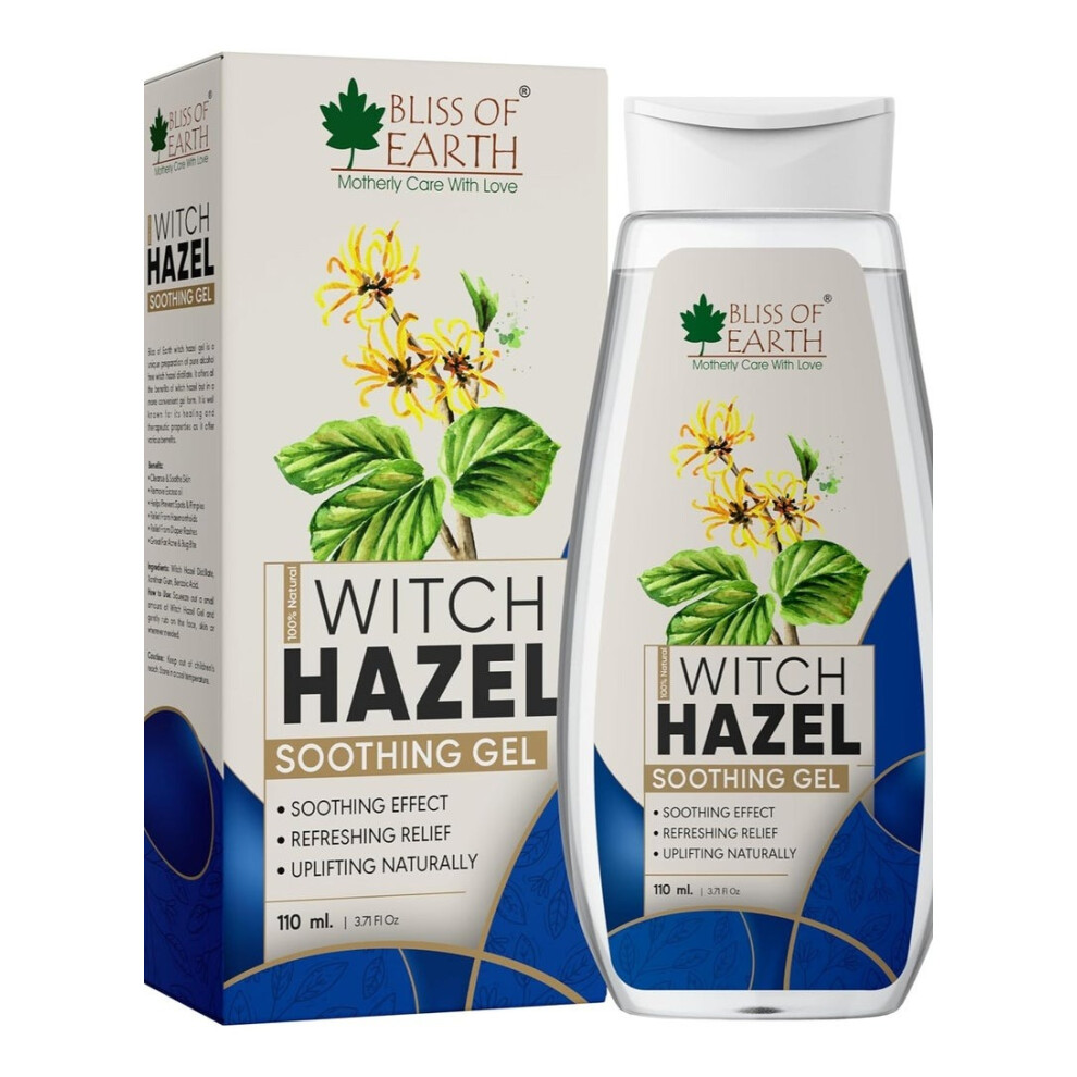 BLISS OF EARTH Witch Hazel Gel For Acne Hemorrhoids & Puffy Eyes 110ml | Natural Skin Soothing Gel