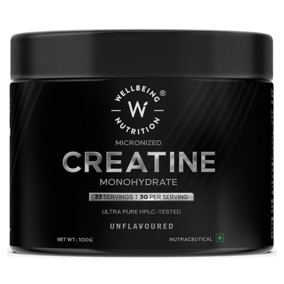 Wellbeing Nutrition Creatine Monohydrate Unflavored |Enhances Endurance & Recovery - 100g