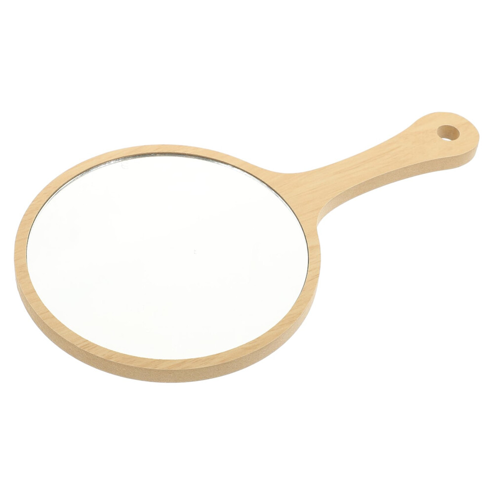 Makeup Mirror Portable Vintage Hand Mirror Mini Round Wooden Cosmetic Mirror for Crafts and Travel Use