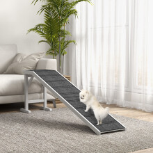 (White) PawHut Pet Ramp for Dogs Cats with Non-Slip Carpet for Bed Sofa