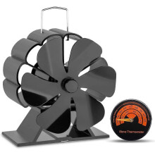 Ventilateur de poêle à 6 pales alimenté par la chaleur, ventilateurs de dessus de poêle à bois avec thermomètre pour poêle à bois/à bûches/c