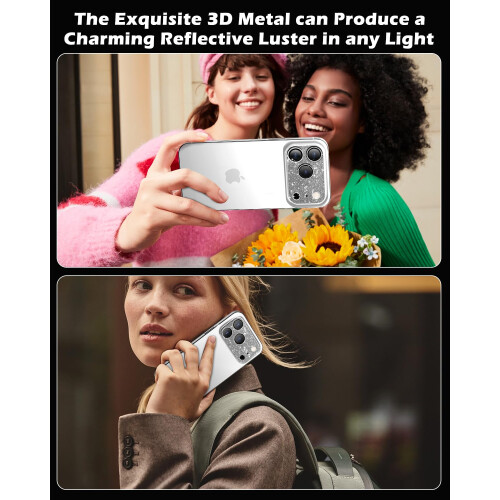 （Glitter Grey） Camera Lens Protector compatible with iPhone 17 Pro, 1:1 Invisible Perfect Fit, Case Friendly, Flash Design, 9H Tempered Gl 2
