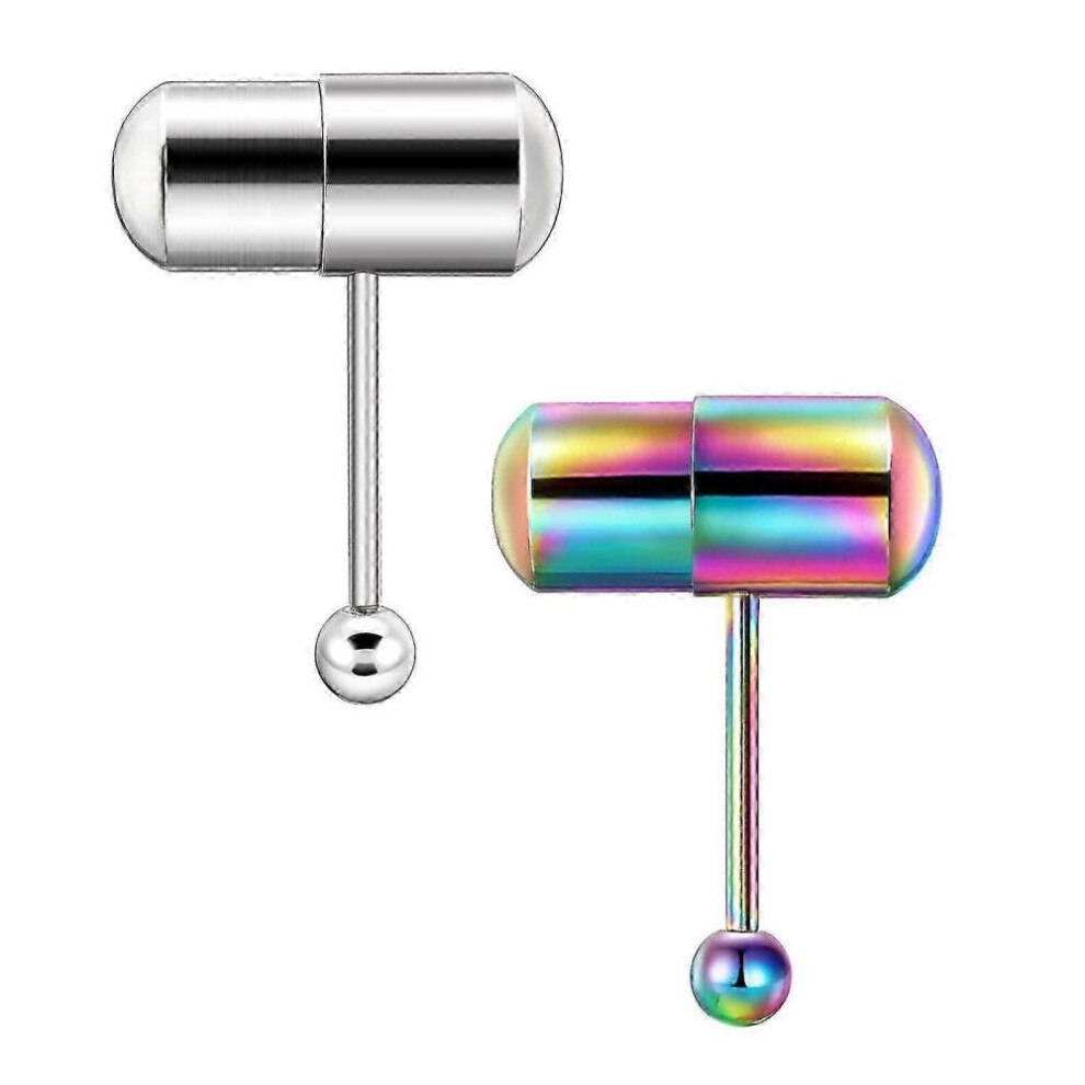 2 Pack Vibrating Stainless Steel Tongue Rings for Men and Women Battery-Operated Jewelry for Tongue Piercing-image-OPC-PJXT7T8-NEW