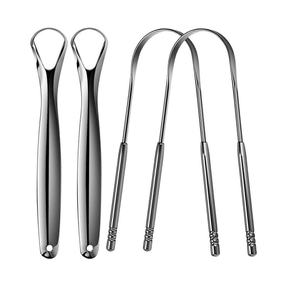 4pcs Gratte Langue Acier Inoxydable de Qualit Mdicale liminer la Mauvaise Haleine Brosse Langue Nettoyant Avec Poigne non Synthtique