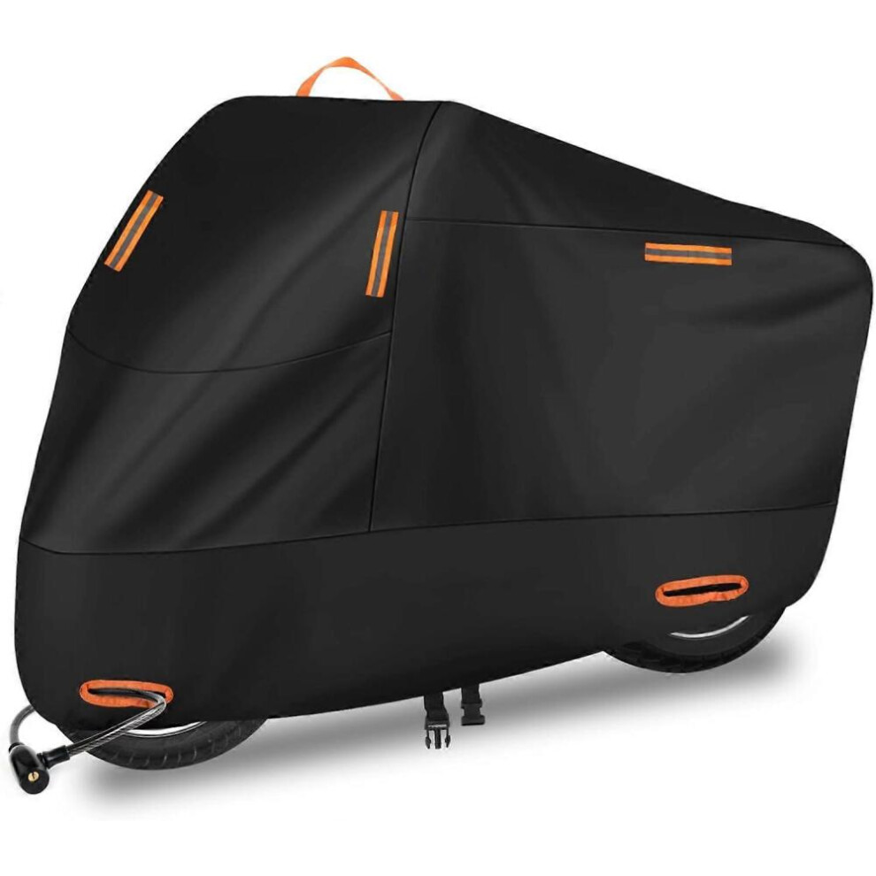 210D Motorcycle Cover Waterproof Outdoor, All Season Motorcycle Covers Heavy Duty Night Reflective With Lock Holes Windproof Straps, Sun Uv 6477056415715