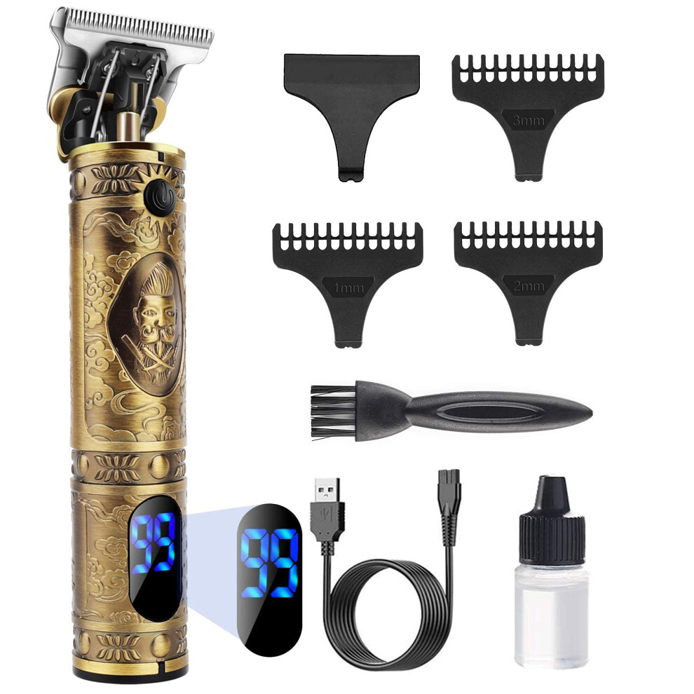 Gold Ï¼Goldï¼ Hair Clippers Men Professional Beard Trimmer, Cordless Electric Self Hair Clippers With Lcd Screen, Precision Outlining Trimmer