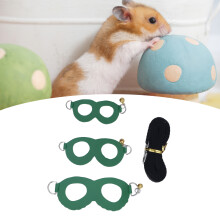 Hamster Harness & Leash Set with Bells Soft Artificial Leather Easy Fit Green