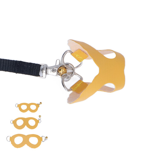 Artificial Leather Hamster Harness & Leash Set, Yellow, S/M/L