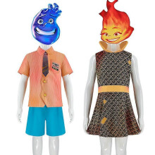 (130, Fire) Halloween Cos Animated Film Crazy Elements City CosEmber Fire Wade Water Dress Party Dress Costumes for Girls 2023 Cosplay Anime