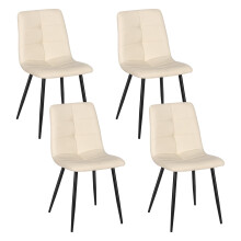 (Set of 4) Dining Chairs Set of 2/4/6,Upholstered Faux Leather Cushion Seat and Sturdy Black Metal Legs Kitchen Chair (Beige Pu)