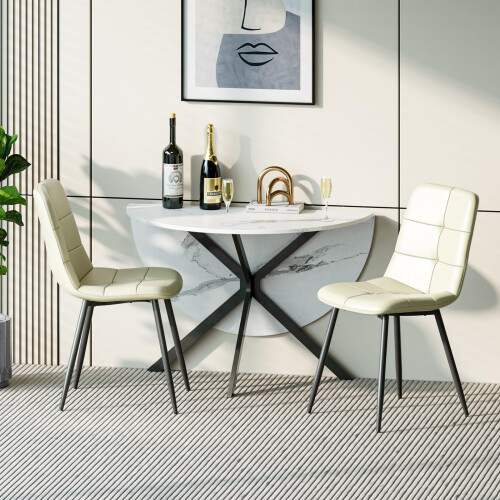 Joolihome 2 PCS Dining Chairs Set, Faux Leather Cushion Seat 2