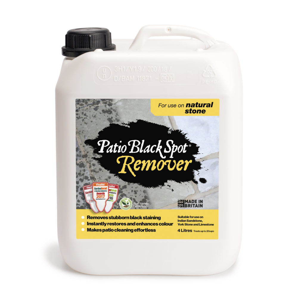 Patio Black Spot Remover 4 L for Natural Stone; Removes Black Spots, Green/Red Algae & Fungi; Restores Colour on Indian Sandstone & York Stone
