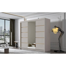 (Cashmere) Gaba Gold Series 200cm Sliding Door Wardrobe 3 Doors with Mirror