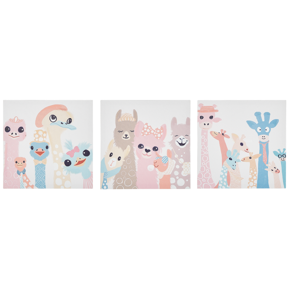 Set of 3 Canvases TILLIA Animal Motif 30 x 30 cm Multicolour