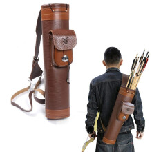 Cowhide Back Quiver for Arrows Target Shooting with Large Pocket and Adjustable Shoulder Strap in Brown