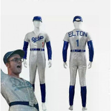 (L) Adults Cosplay Bodysuit Rocketman Elton John Costume Baseball Uniform Jumpsuit With Cap Hat Belt Hal