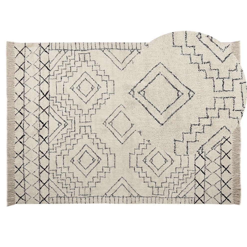 Rug ZEYNE Beige 140 x 200 cm Cotton