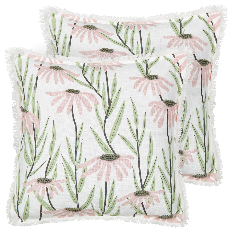 Set of 2 Decorative Cushions GYNURA Cotton 45 x 45 cm Multicolour Floral Pattern