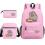 (C) Pushee n Fat Lucky Cat Pattern Printed Backpack Single Shoulder Pencil Bag 3-Piece Set Student Backpack 1